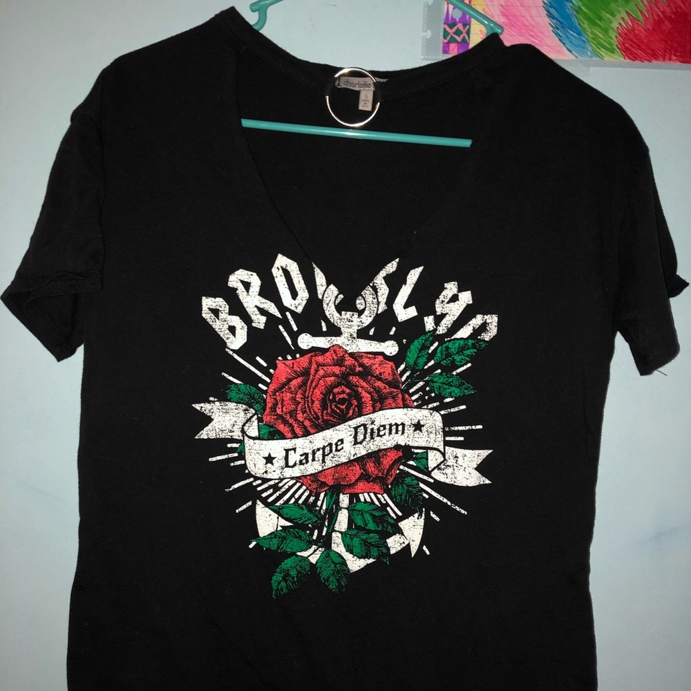 v neck choker shirt